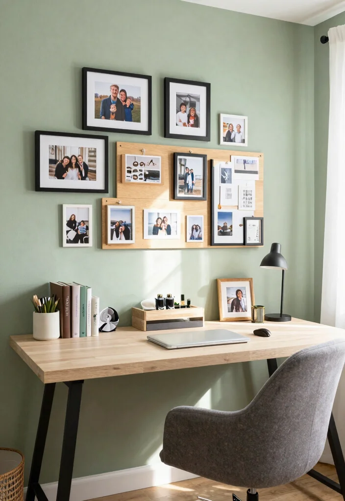12 Sage Green Office Ideas for Calm Focused Vibes 9. Personal Touches 0