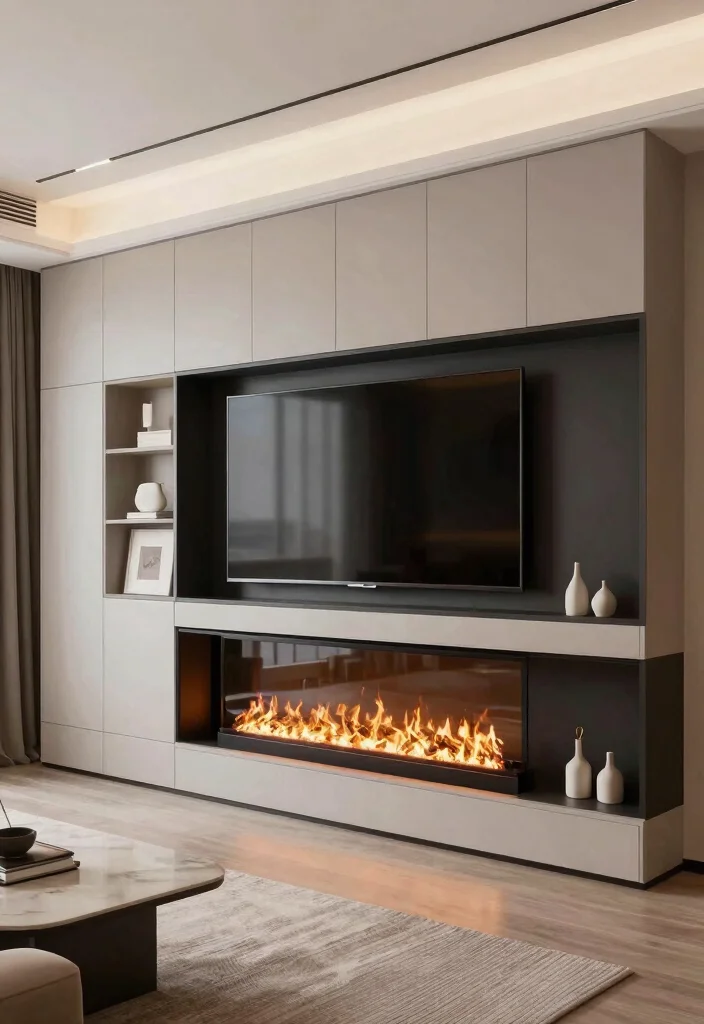12 Scandinavian Fireplace Ideas with Soft Minimal Nordic Style 25 12 Scandinavian Fireplace Ideas with Soft Minimal Nordic Style 5. Integrated Fireplace Media Units 0