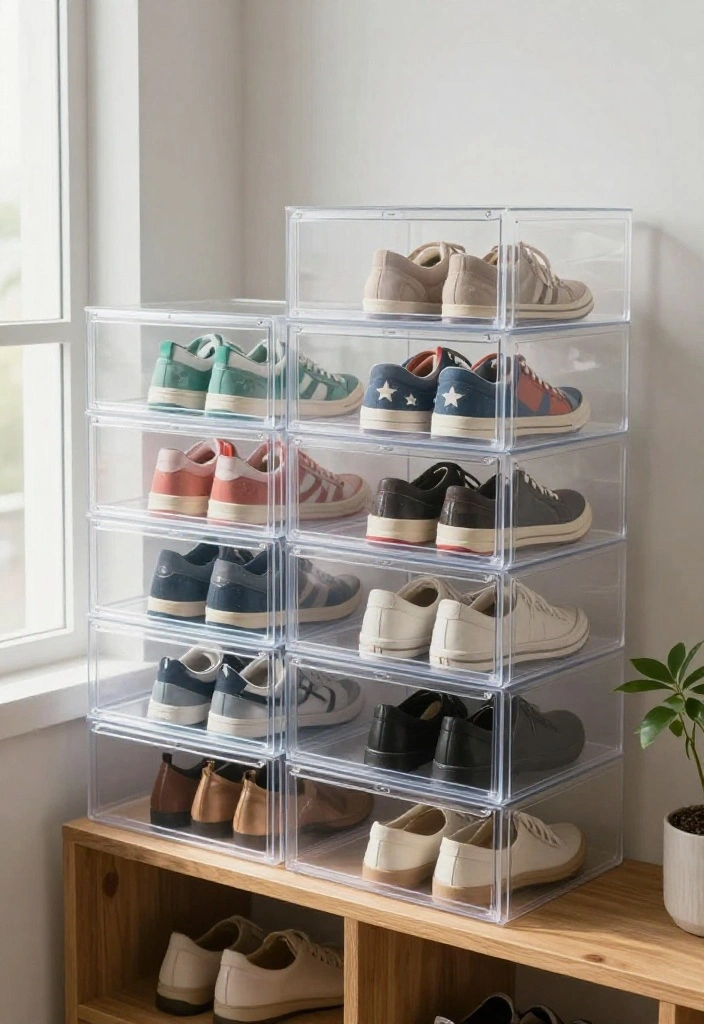 12 Shoes Closet Ideas to Keep Footwear Visible and Organized 1. Clear Acrylic Boxes 0
