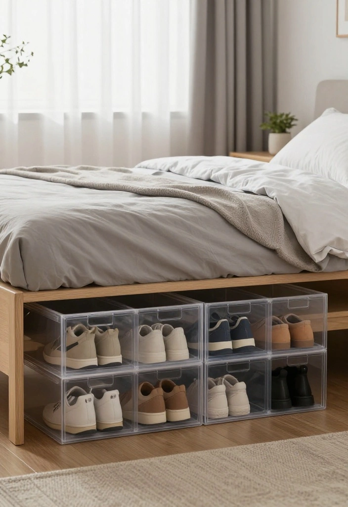 12 Shoes Closet Ideas to Keep Footwear Visible and Organized 6. Under Bed Storage 0