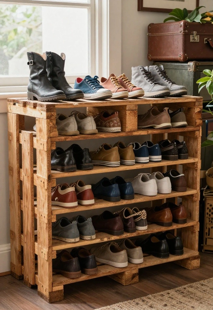 12 Shoes Closet Ideas to Keep Footwear Visible and Organized 9. Creative Recycled Materials 0