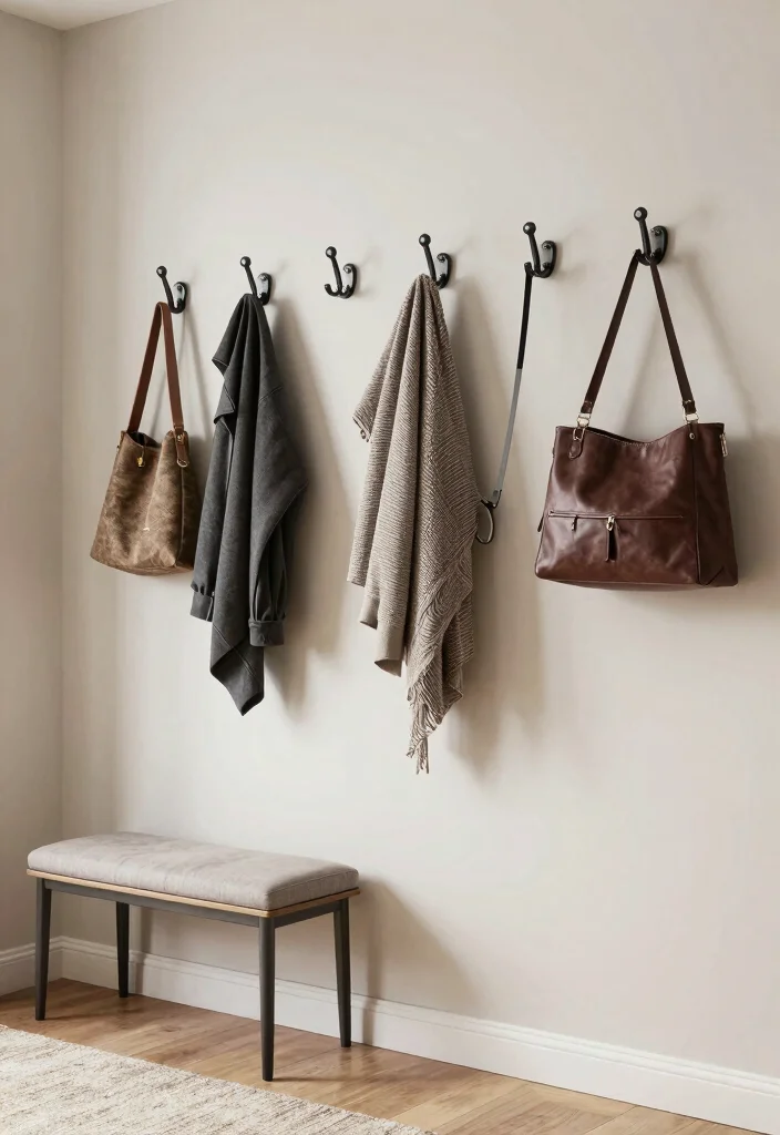12 Simple Entryway Ideas for Calm and Functional Homes 5. Wall Hooks for Practicality 0
