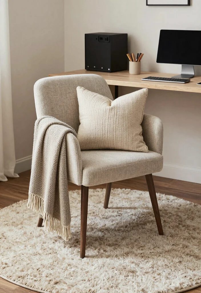 12 Simple Home Office Ideas for Everyday Productivity 11. Incorporate Soft Textiles 0