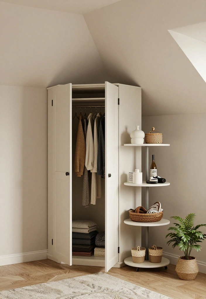 12 Slanted Closet Ideas for Sloped Ceilings and Attic Rooms 9. Corner Closet Magic 0