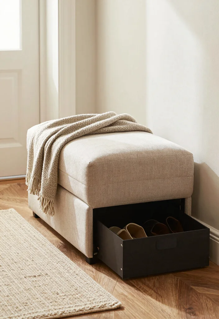 12 Small Apartment Entryway Ideas That Stay Organized 10. Multi Functional Furniture 0
