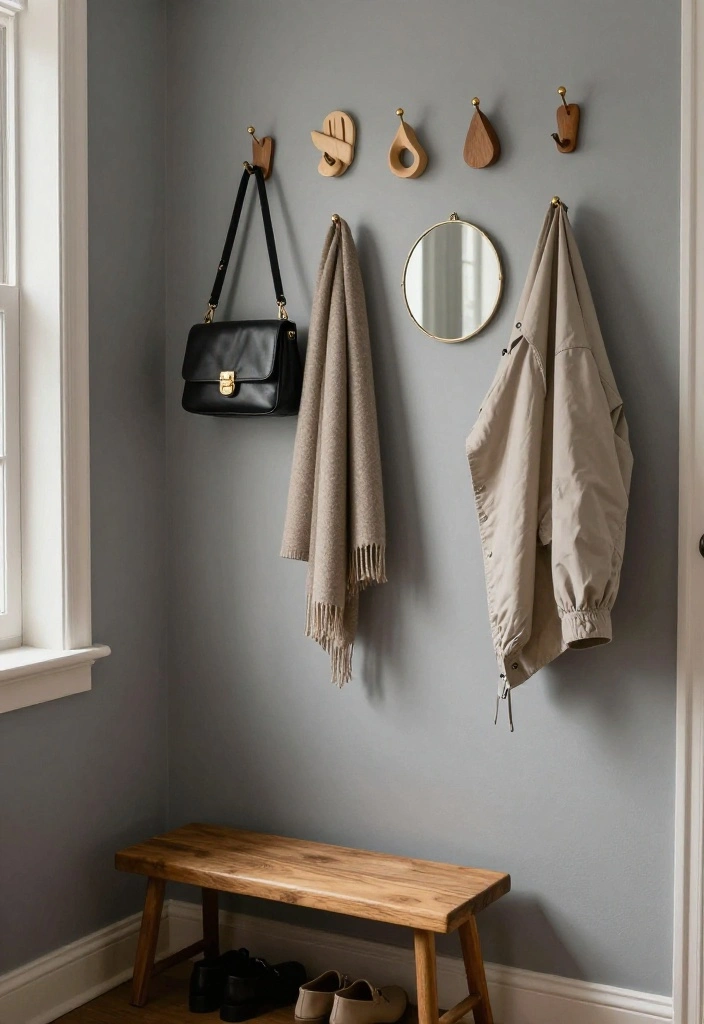 12 Small Apartment Entryway Ideas That Stay Organized 2. Wall Mounted Hooks 0