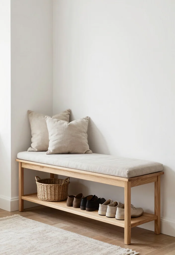 12 Small Apartment Entryway Ideas That Stay Organized 4. Entryway Bench with Storage 0