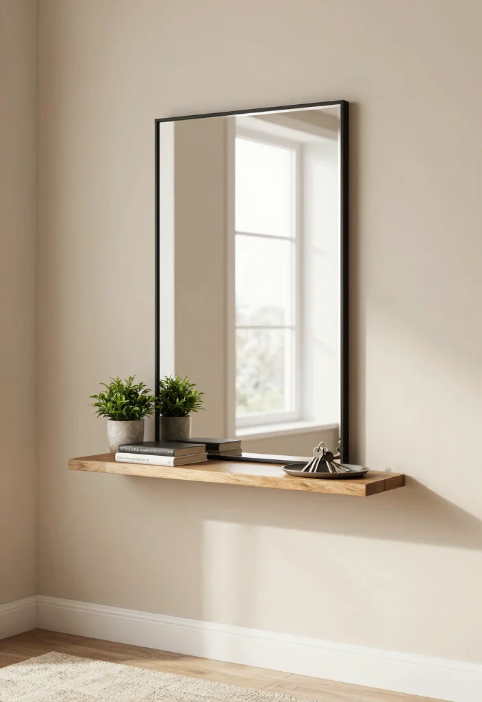 12 Small Apartment Entryway Ideas That Stay Organized 5. Mirror with Shelf 0