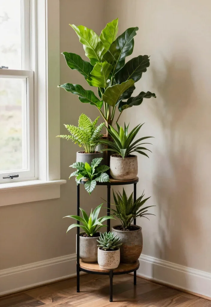 12 Small Apartment Entryway Ideas That Stay Organized 8. Vertical Plant Stands 0