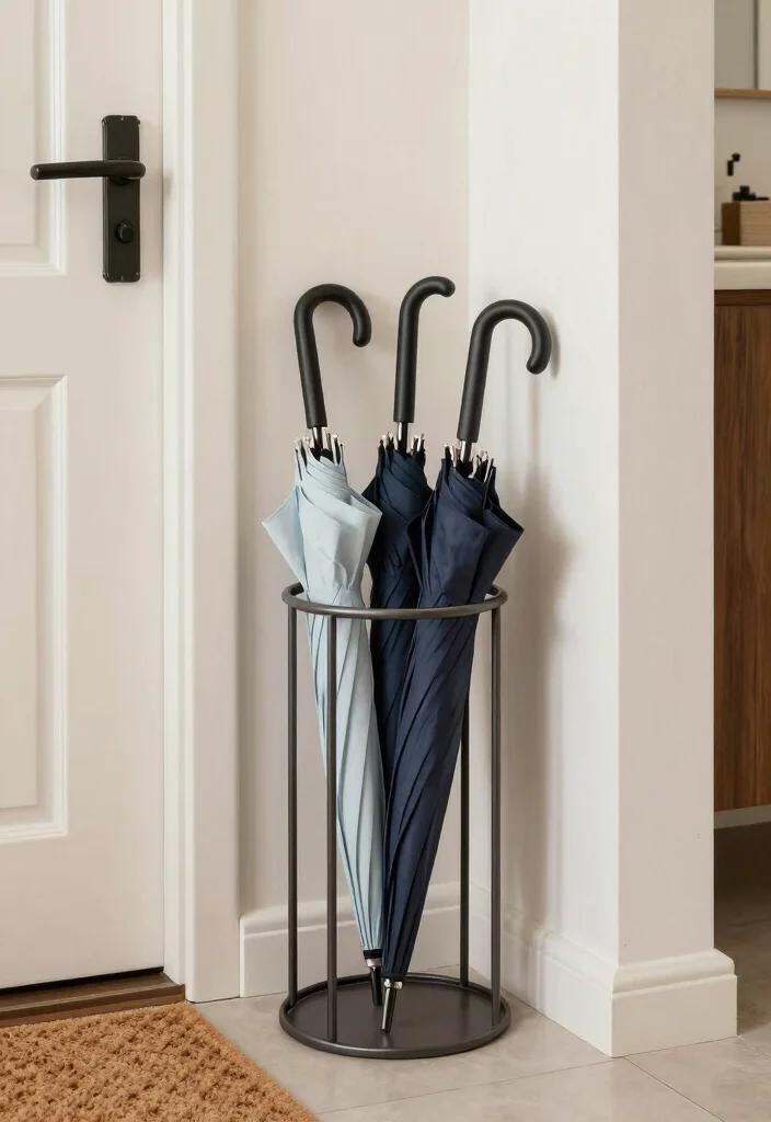 12 Small Apartment Entryway Ideas That Stay Organized 9. Stylish Umbrella Holder 0