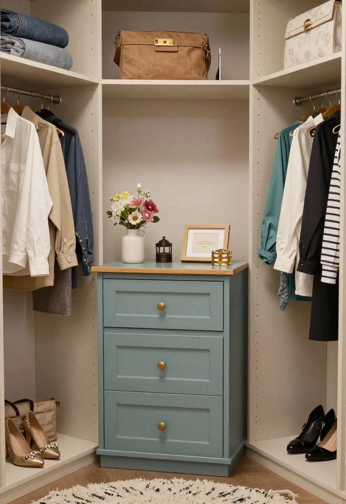 12 Small Closet Room Ideas That Feel Intentional and Well Planned 11. Closet Island for Style and Function 0