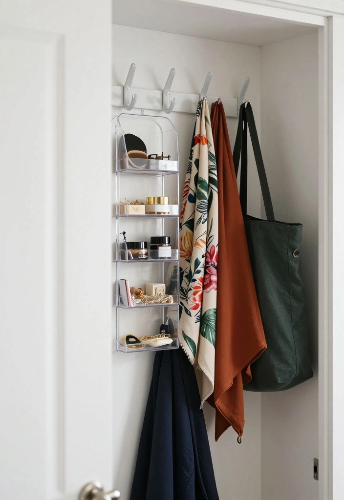 12 Small Closet Room Ideas That Feel Intentional and Well Planned 3. Utilize Door Space with Hooks and Organizers 0