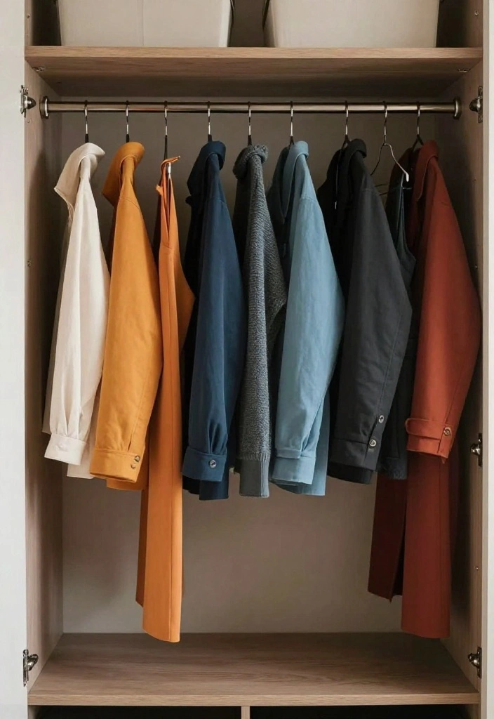 12 Small Closet Room Ideas That Feel Intentional and Well Planned 4. Color Coded Organizing for Easy Access 0