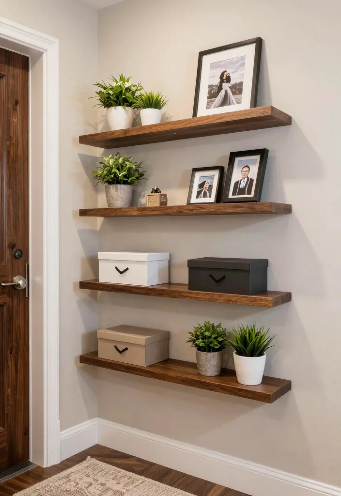 12 Small Entryway Ideas for Apartment Living with Smart Storage 2. Wall Mounted Shelves 0