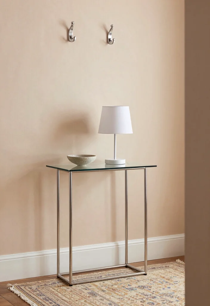12 Small Entryway Ideas for Apartment Living with Smart Storage 6. Slim Pedestal Table 0
