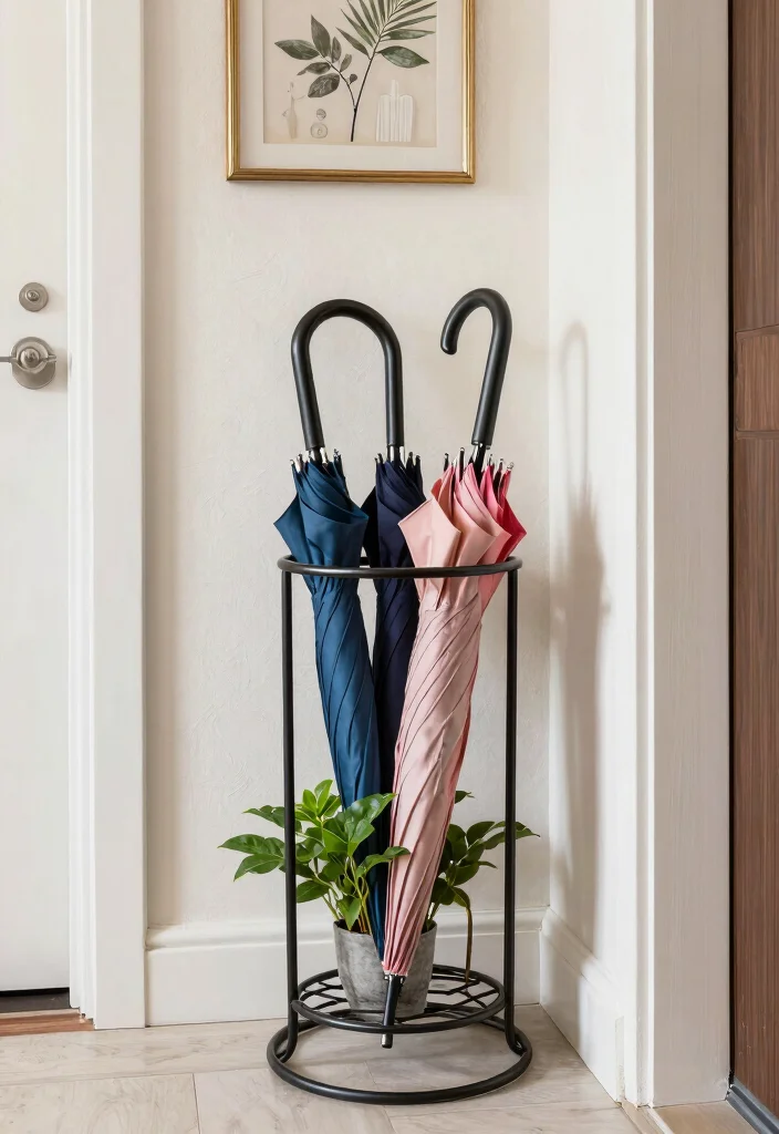 12 Small Entryway Ideas for Narrow Hallways That Flow 11. Multi Functional Umbrella Stand 0