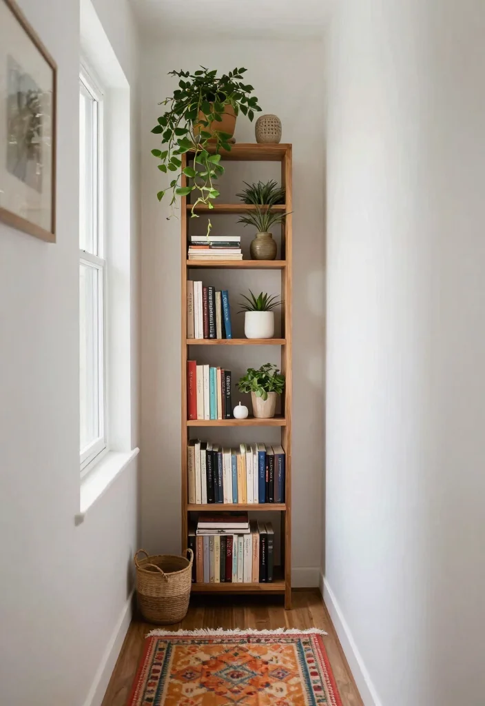 12 Small Entryway Ideas for Narrow Hallways That Flow 5. Vertical Shelf Units 0