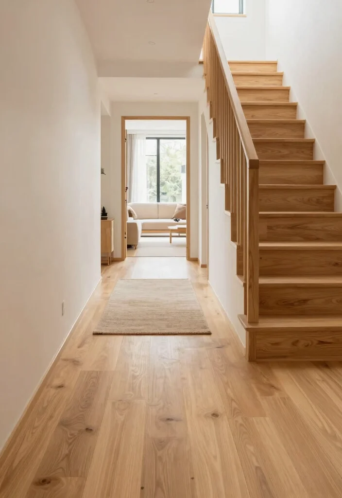 12 Small Entryway Ideas with Stairs That Feel Open and Bright 50 12 Small Entryway Ideas with Stairs That Feel Open and Bright 10. Seamless Flooring Transitions 0