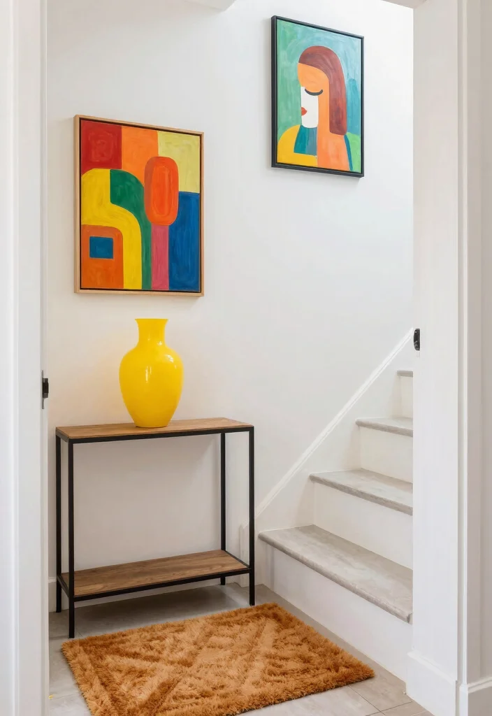 12 Small Entryway Ideas with Stairs That Feel Open and Bright 62 12 Small Entryway Ideas with Stairs That Feel Open and Bright 12. Bright Accents for Energy 0