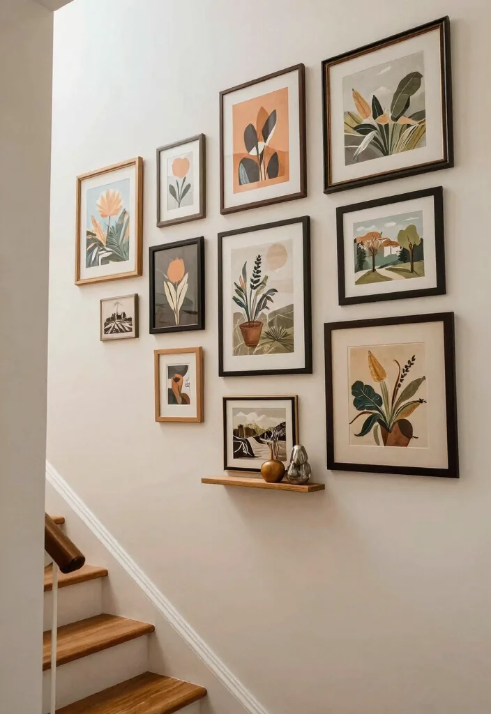 12 Small Entryway Ideas with Stairs That Feel Open and Bright 49 12 Small Entryway Ideas with Stairs That Feel Open and Bright 9. Artful Wall Decor 0