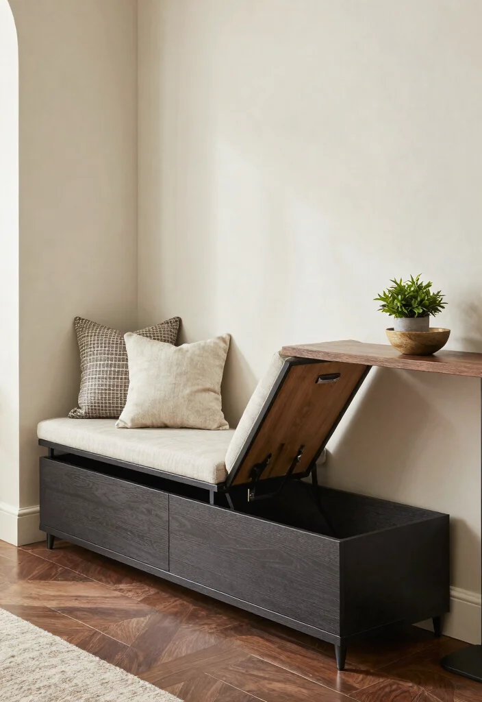 12 Small Foyer Ideas for Narrow Homes 3. Use Multi Functional Furniture 0