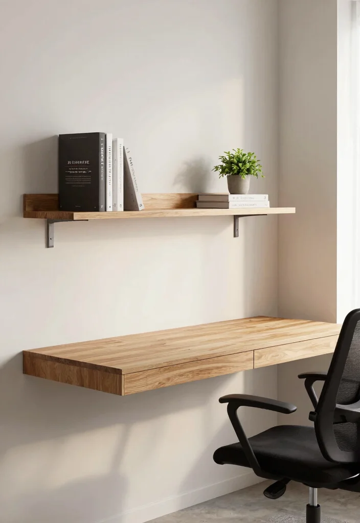 12 Small Home Office Ideas for Men with Clean Modern Style 1. Sleek Floating Desks 0