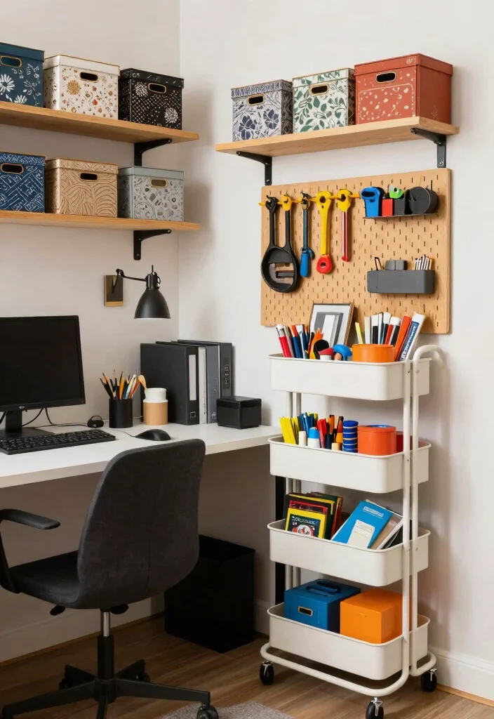 12 Small Office Ideas for Your Home Spare Room with Smart Layouts 8. Creative Organization Solutions 0