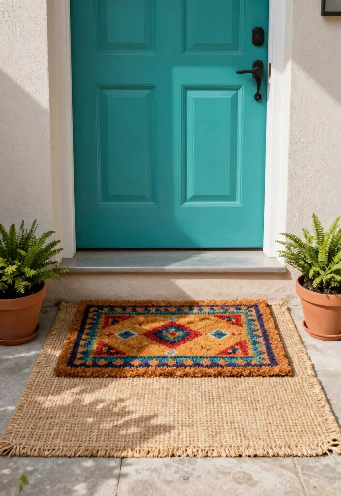12 Small Outdoor Entryway Ideas for Tight Exterior Spaces 3. Stylish Door Mats 0