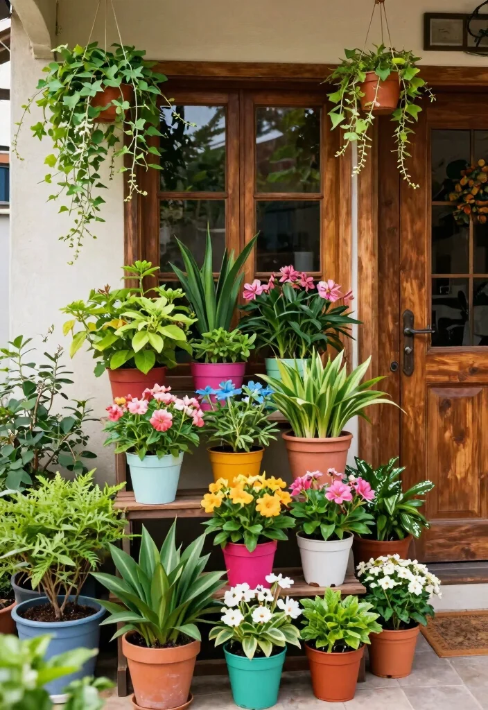 12 Small Outdoor Entryway Ideas for Tight Exterior Spaces 5. Potted Plant Arrangements 0