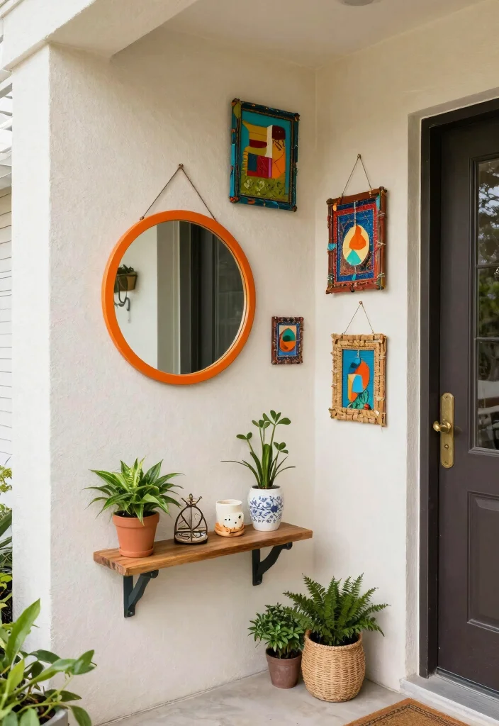 12 Small Outdoor Entryway Ideas for Tight Exterior Spaces 7. Unique Wall Decor 0