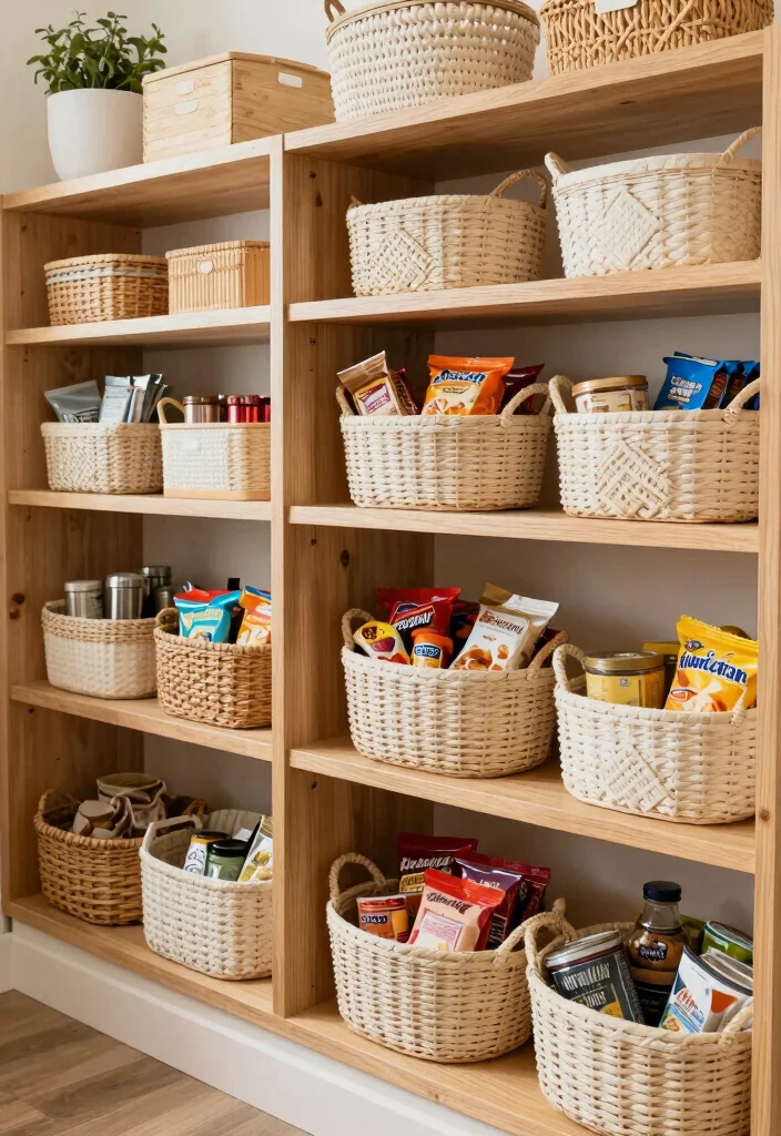 12 Small Pantry Closet Shelving Ideas for Tight Spaces That Stay Tidy 17 12 Small Pantry Closet Shelving Ideas for Tight Spaces That Stay Tidy 7. Decorative Baskets 0