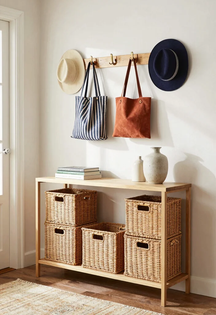 12 Small Space Entryway Ideas That Feel Open Not Crowded 27 12 Small Space Entryway Ideas That Feel Open Not Crowded 7. Decorative Storage Solutions 0