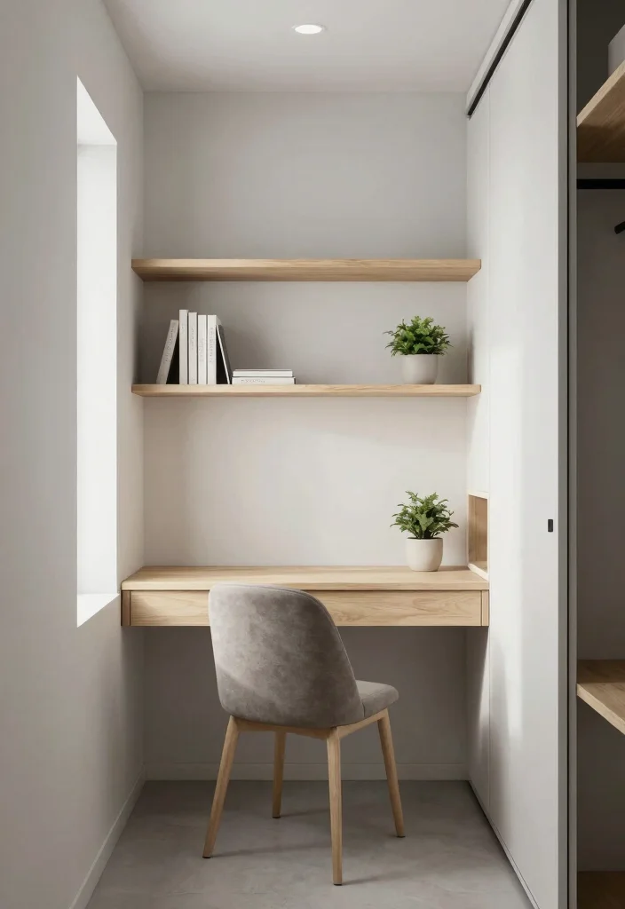 12 Small Walk In Closet Office Ideas That Stay Hidden 1 12 Small Walk In Closet Office Ideas That Stay Hidden 1. The Minimalist Desk Setup 0