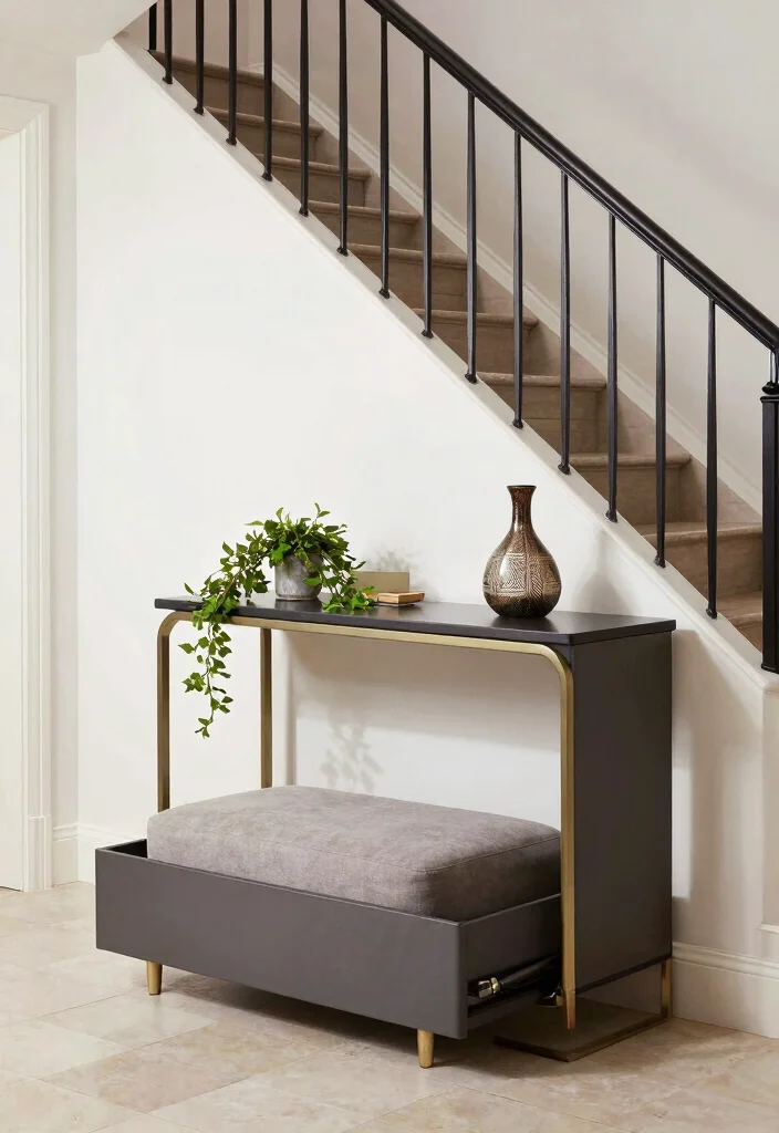12 Stair Entryway Ideas That Make Use of Vertical Space 12. Multi Functional Furniture for Versatility 0
