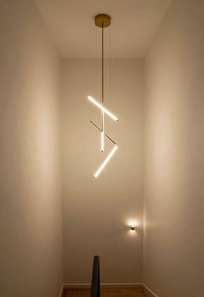 12 Stair Entryway Ideas That Make Use of Vertical Space 9. Unique Lighting Fixtures for Style 0