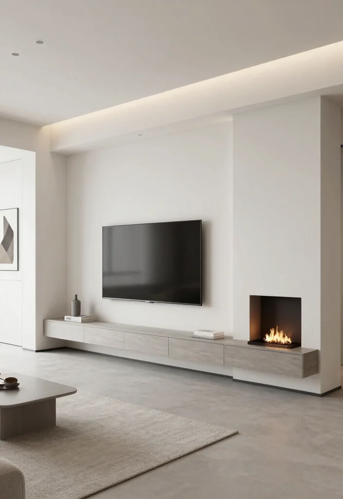 12 TV Stand Fireplace Ideas Living Rooms for Comfortable Layouts 12 12 TV Stand Fireplace Ideas Living Rooms for Comfortable Layouts 2. Minimalist Modern Sleek Lines and Neutral Colors 0