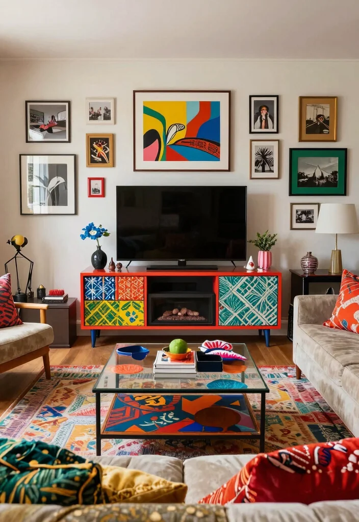 12 TV Stand Fireplace Ideas Living Rooms for Comfortable Layouts 37 12 TV Stand Fireplace Ideas Living Rooms for Comfortable Layouts 7. Eclectic Style Mixing Patterns and Colors 0