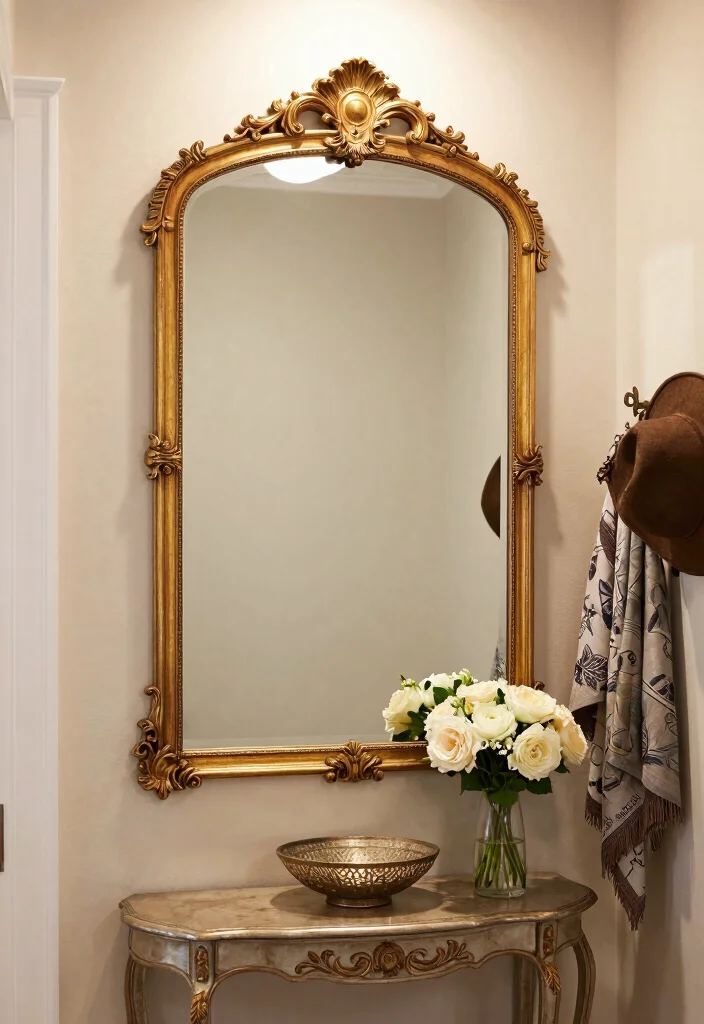 12 Traditional Entryway Ideas with Timeless Appeal 2. Elegant Mirrors with Vintage Frames 0