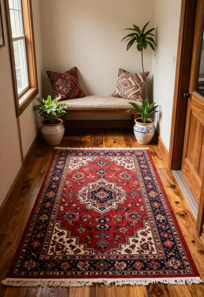 12 Traditional Entryway Ideas with Timeless Appeal 4. Charming Entryway Rugs 0