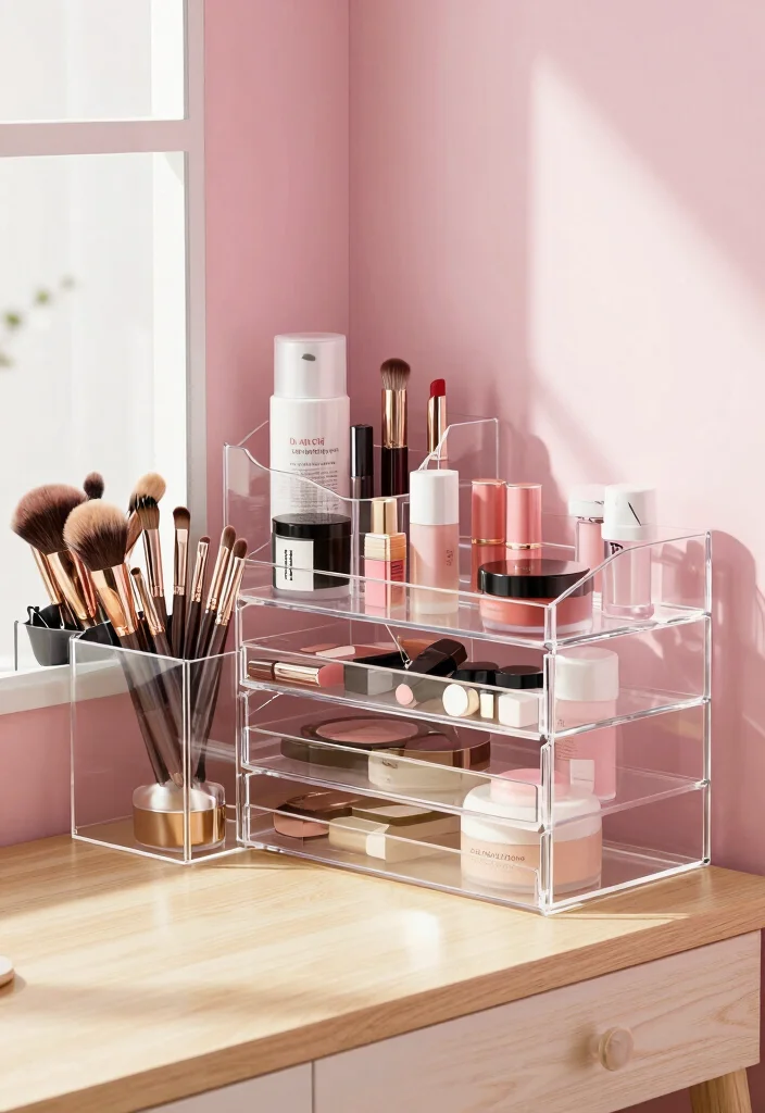 12 Vanity Closet Ideas for Beauty Storage and Daily Routines 12 12 Vanity Closet Ideas for Beauty Storage and Daily Routines 2. Clear Acrylic Storage Solutions 0