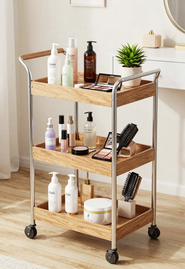 12 Vanity Closet Ideas for Beauty Storage and Daily Routines 15 12 Vanity Closet Ideas for Beauty Storage and Daily Routines 5. Multi Functional Beauty Cart 0