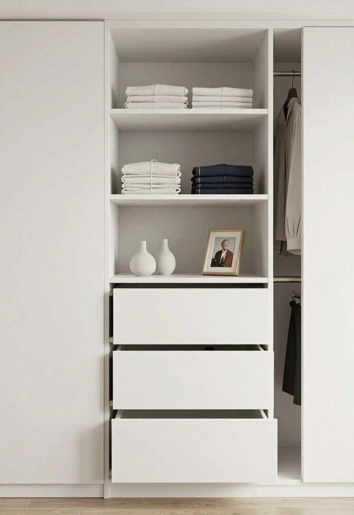 12 White Closet Ideas for Bright Clean and Timeless Interiors 4. Minimalist Drawer Systems 0