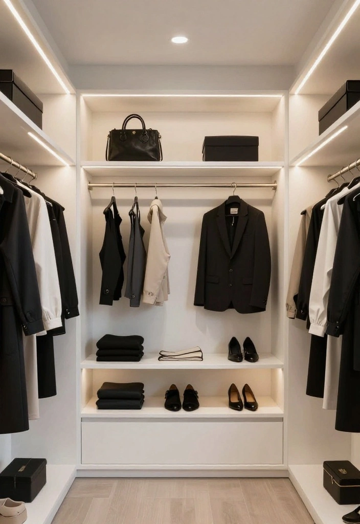 12 White Closet Ideas for Bright Clean and Timeless Interiors 6. Integrated Lighting Solutions 0