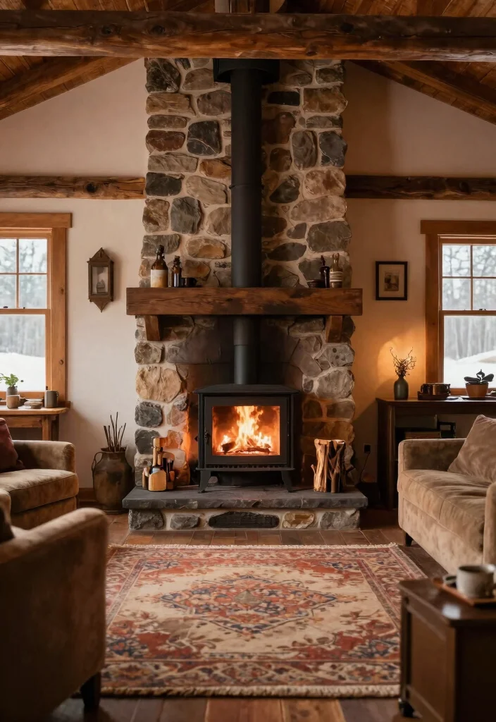 12 Woodburning Stove Fireplace Ideas with Rustic Charm 51 12 Woodburning Stove Fireplace Ideas with Rustic Charm 11. Open Concept Warmth 0