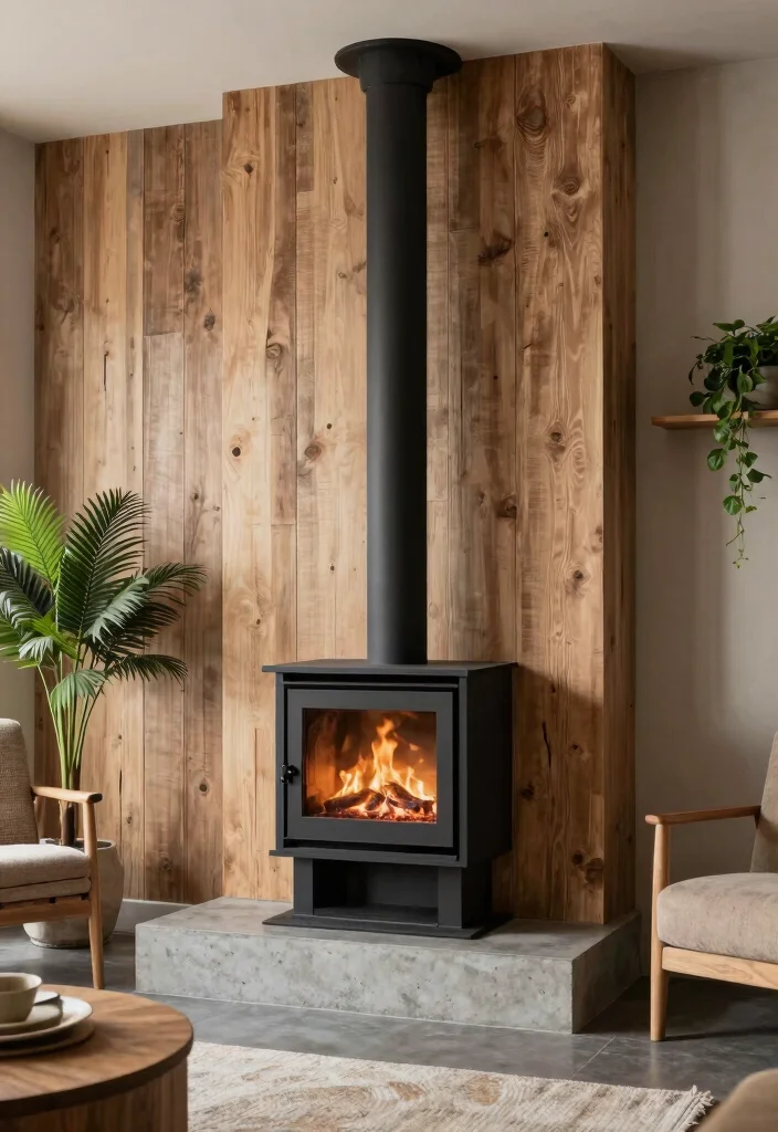 12 Woodburning Stove Fireplace Ideas with Rustic Charm 13 12 Woodburning Stove Fireplace Ideas with Rustic Charm 3. Modern Rustic Fusion 0