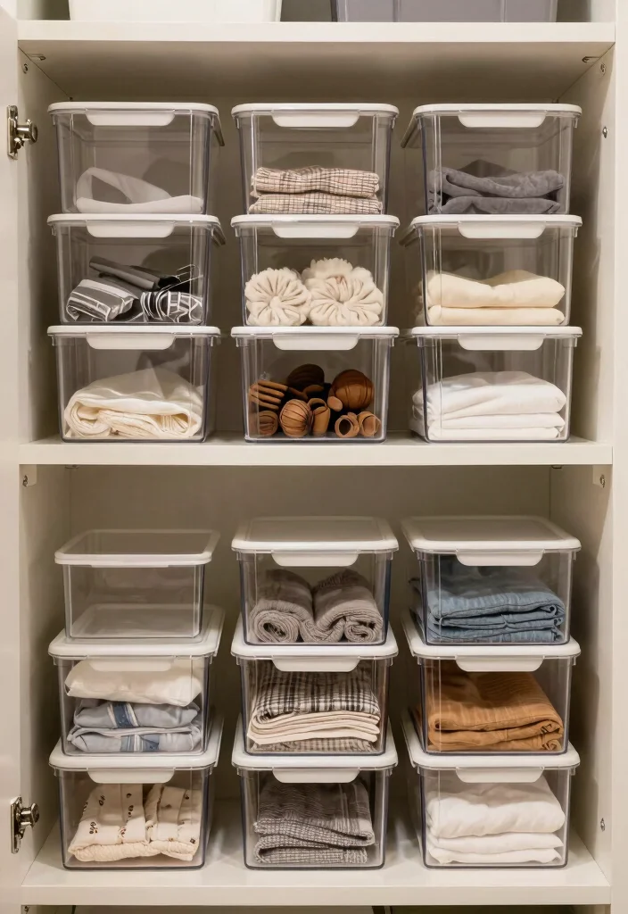 14 Aesthetic Closet Ideas for Calm and Stylish Storage 11. Clear Containers 0
