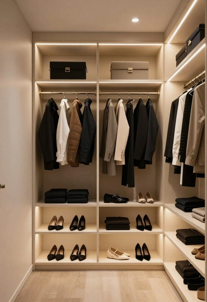 14 Aesthetic Closet Ideas for Calm and Stylish Storage 5. Integrated Lighting 0