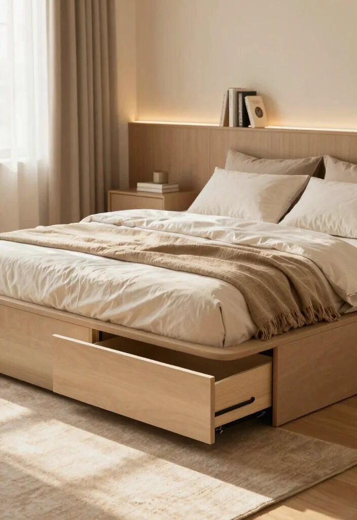 14 Bedroom With Closet Ideas for Balanced Layout Design 11. Platform Beds with Built in Storage 0