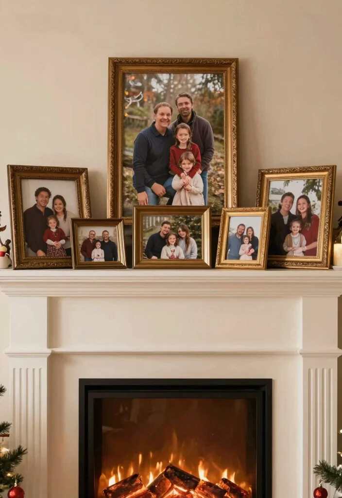 14 Christmas Fireplace Ideas for Cozy Holiday Living Rooms 51 14 Christmas Fireplace Ideas for Cozy Holiday Living Rooms 11. Personal Touch with Family Photos 0