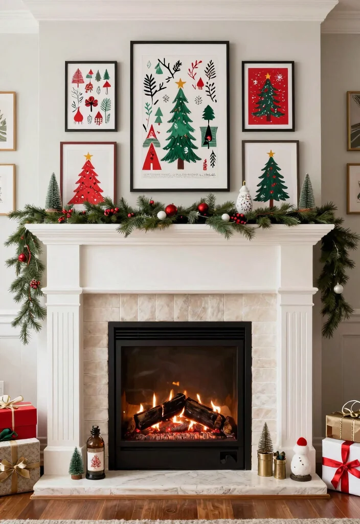 14 Christmas Fireplace Ideas for Cozy Holiday Living Rooms 52 14 Christmas Fireplace Ideas for Cozy Holiday Living Rooms 12. Seasonal Art and Print Displays 0